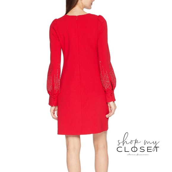 CALVIN KLEIN NWT Embellished Bubble Sleeve Sheath - Picture 3 of 3